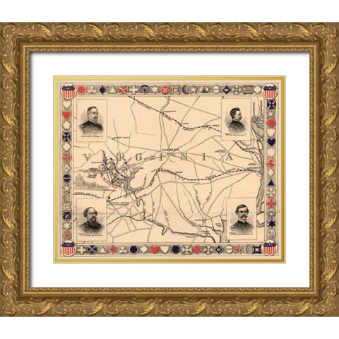 First Battle of Bull Run - Manassas Gold Ornate Wood Framed Art Print with Double Matting by Unknown