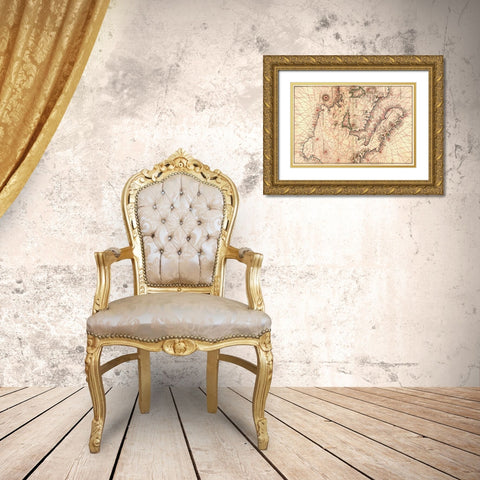 Portolan Map of Italy, Sicily, North Africa and the Mediterranean Gold Ornate Wood Framed Art Print with Double Matting by Agnese, Battista