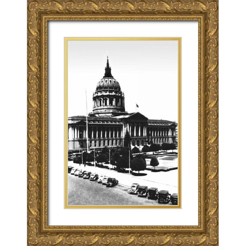 City Hall, San Francisco, CA Gold Ornate Wood Framed Art Print with Double Matting by Vintage San Francisco