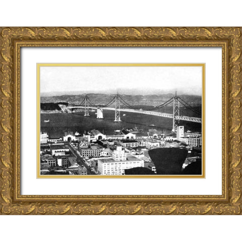 Oakland Bay Bridge, San Francisco, CA #2 Gold Ornate Wood Framed Art Print with Double Matting by Vintage San Francisco