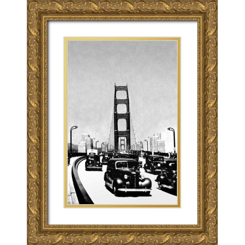 The Golden Gate Bridge, San Francisco, CA Gold Ornate Wood Framed Art Print with Double Matting by Vintage San Francisco