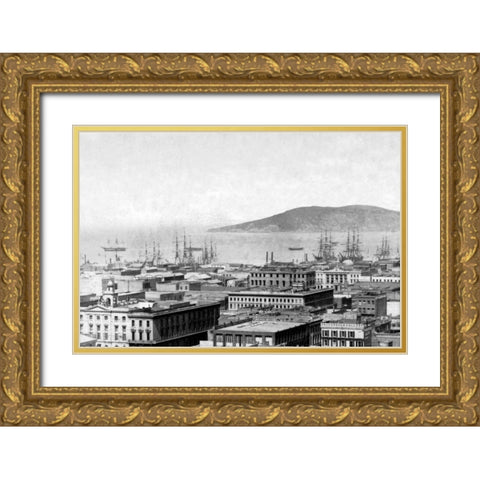 City Bay View, San Francisco, CA Gold Ornate Wood Framed Art Print with Double Matting by Vintage San Francisco