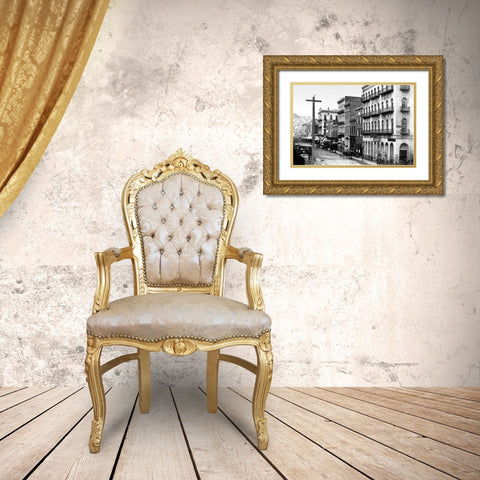 East Side of Montgomery St, San Francisco, CA Gold Ornate Wood Framed Art Print with Double Matting by Vintage San Francisco