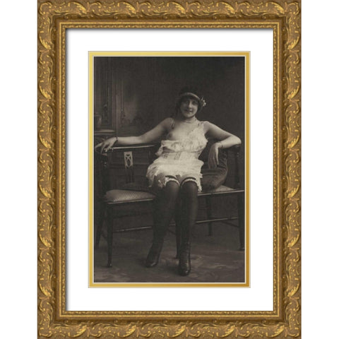 The Tranquility of the Drawing Room Gold Ornate Wood Framed Art Print with Double Matting by Vintage Nudes