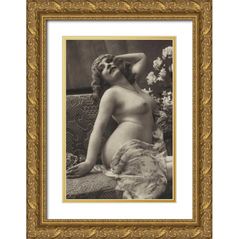 Voluptuousness Gold Ornate Wood Framed Art Print with Double Matting by Vintage Nudes
