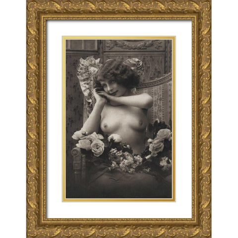 A Look of Enchantment Gold Ornate Wood Framed Art Print with Double Matting by Vintage Nudes