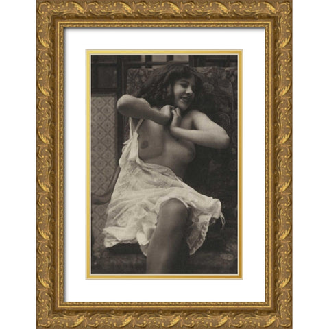 Sudden Joy Gold Ornate Wood Framed Art Print with Double Matting by Vintage Nudes
