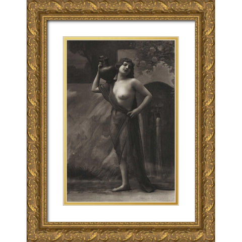 Loves Handmaiden Gold Ornate Wood Framed Art Print with Double Matting by Vintage Nudes