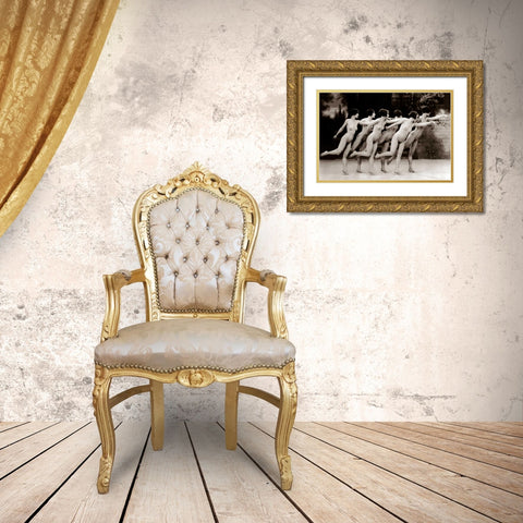 Six Nude Dancers Gold Ornate Wood Framed Art Print with Double Matting by Vintage Nudes