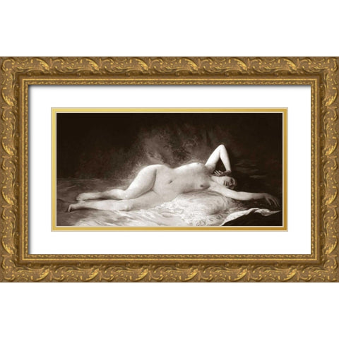 The Nap Gold Ornate Wood Framed Art Print with Double Matting by Vintage Nudes