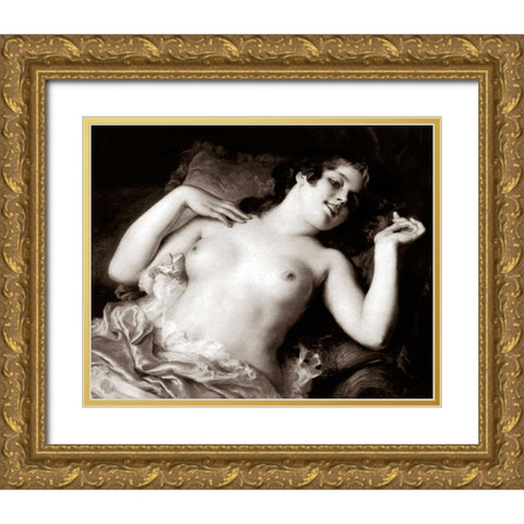 Grace Gold Ornate Wood Framed Art Print with Double Matting by Vintage Nudes