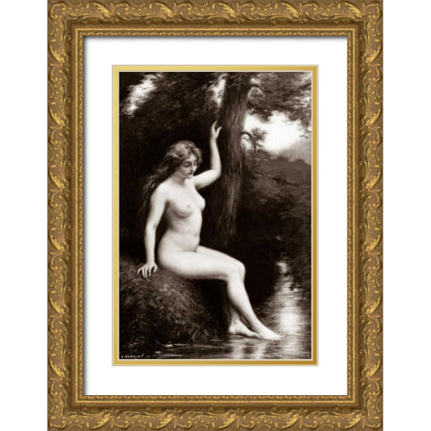 The Stream Gold Ornate Wood Framed Art Print with Double Matting by Vintage Nudes
