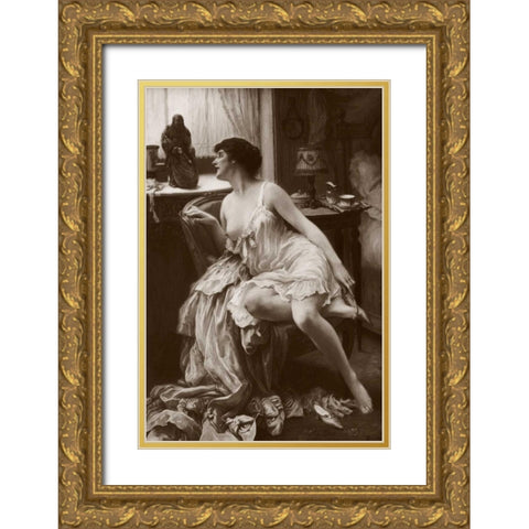 Le Magot Gold Ornate Wood Framed Art Print with Double Matting by Vintage Nudes
