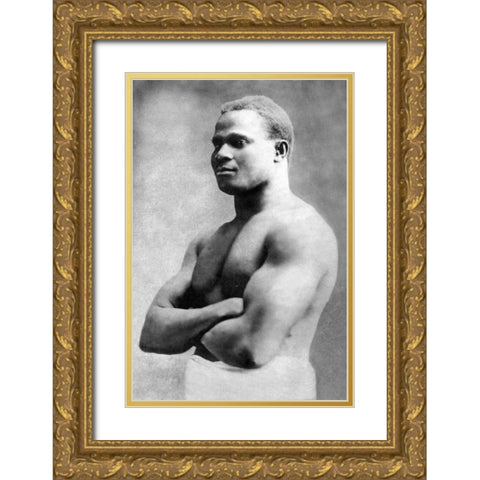 Russian with Arms Folded Gold Ornate Wood Framed Art Print with Double Matting by Vintage Muscle Men