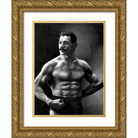 Oscar the Russian Wrestler Gold Ornate Wood Framed Art Print with Double Matting by Vintage Wrestler