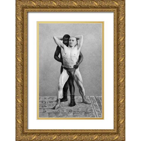 Champion Russian Wrestler Gold Ornate Wood Framed Art Print with Double Matting by Vintage Wrestler