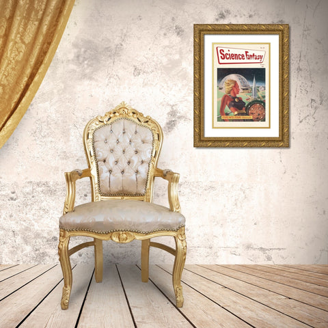 Science-Fantasy: World of the Future Gold Ornate Wood Framed Art Print with Double Matting by Retrosci-fi