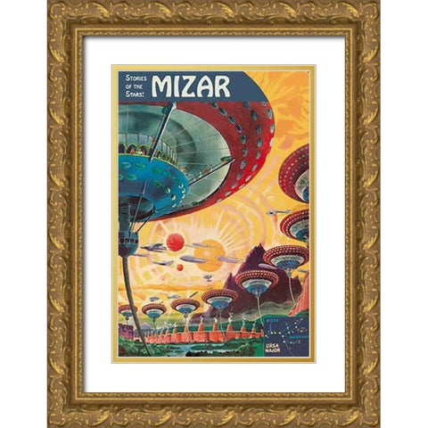 Retrosci-fi: Storeis of the Stars - Floating Colonies of Mizar Gold Ornate Wood Framed Art Print with Double Matting by Paul, Frank R.