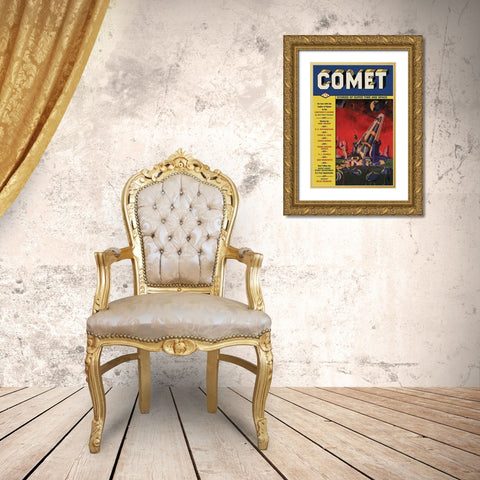 Comet: Giant Space Gun Gold Ornate Wood Framed Art Print with Double Matting by Retrosci-fi