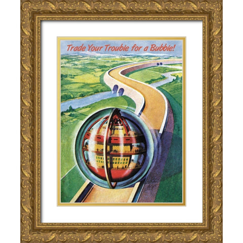 Pleasure Ball Gold Ornate Wood Framed Art Print with Double Matting by Retrosci-fi