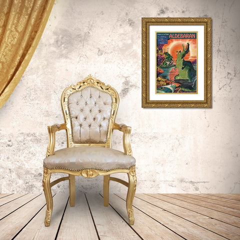 Retrosci-fi: Stories of the Stars...Aldebaran Gold Ornate Wood Framed Art Print with Double Matting by Paul, Frank R.