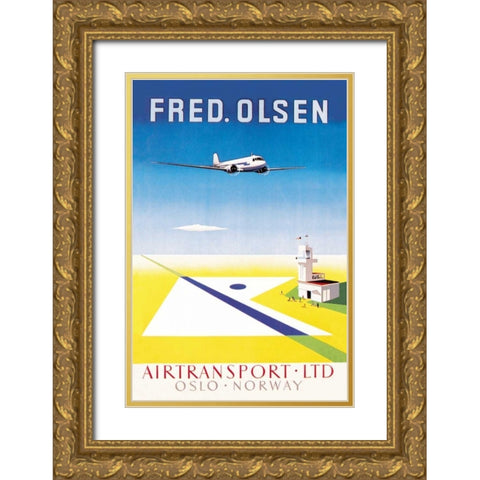 Fred. Olsen Airtransport Ltd. Oslo - Norway Gold Ornate Wood Framed Art Print with Double Matting by Unknown