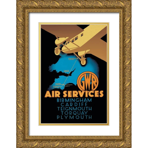 GWR Air Services Gold Ornate Wood Framed Art Print with Double Matting by Ralph,