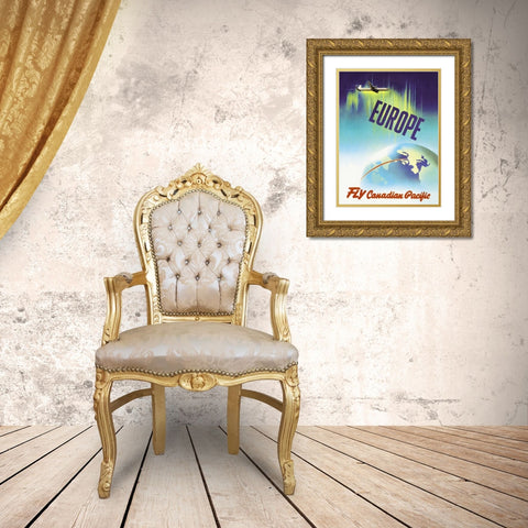 Europe - Fly Canadian Pacific Gold Ornate Wood Framed Art Print with Double Matting by Ewart, P.