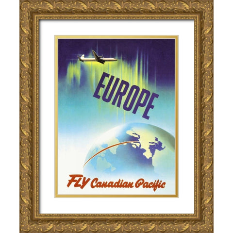 Europe - Fly Canadian Pacific Gold Ornate Wood Framed Art Print with Double Matting by Ewart, P.