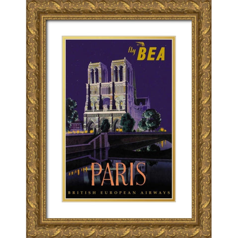 Fly BEA Paris Gold Ornate Wood Framed Art Print with Double Matting by Padden, Dapne