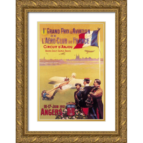 Grand Prix d Aviation de L Aero-Club de France Gold Ornate Wood Framed Art Print with Double Matting by Unknown