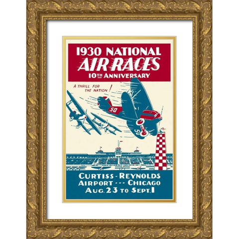 National Air Races 1930 Gold Ornate Wood Framed Art Print with Double Matting by Unknown