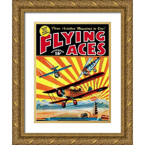 Flying Aces over the Rising Sun Gold Ornate Wood Framed Art Print with Double Matting by Mayshark, C. B