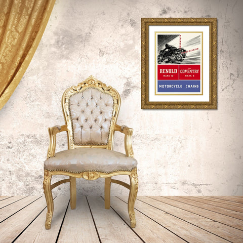 Reynold Mark 10 Motorcycle Chains Gold Ornate Wood Framed Art Print with Double Matting by Unknown