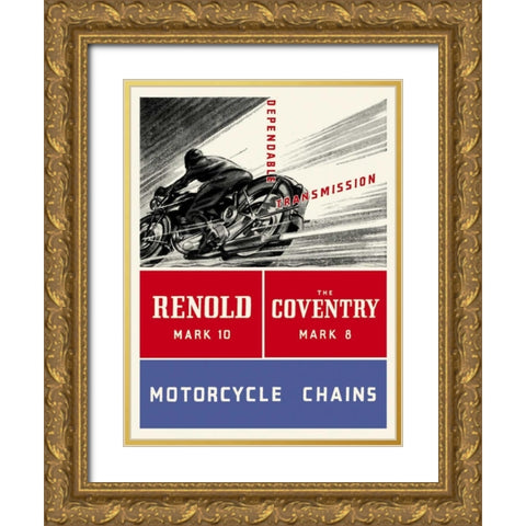 Reynold Mark 10 Motorcycle Chains Gold Ornate Wood Framed Art Print with Double Matting by Unknown