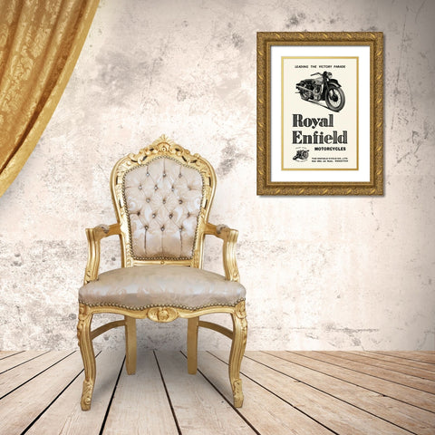 Royal Enfield Motorcycles: Leading the Victory Parade Gold Ornate Wood Framed Art Print with Double Matting by Unknown