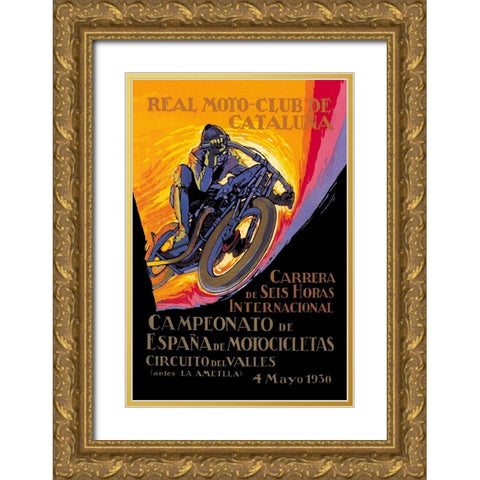 Real Motor Club of Cataluna - 6 Hour Race Gold Ornate Wood Framed Art Print with Double Matting by Segrelles, Josep