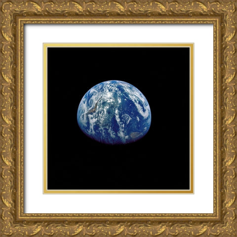 View of Earth from Apollo 15, 1971 Gold Ornate Wood Framed Art Print with Double Matting by NASA