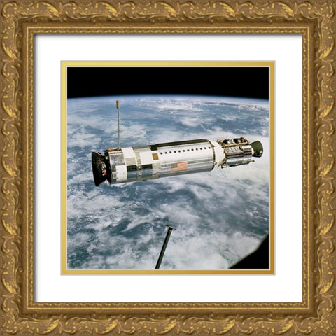 Agena Target Docking Vehicle Viewed from Gemini 12, 1966 Gold Ornate Wood Framed Art Print with Double Matting by NASA