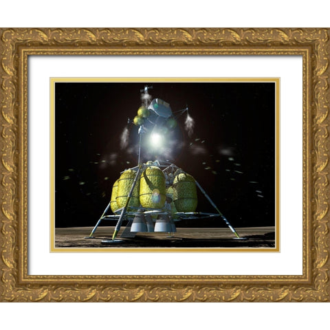 Launch of Lunar Surface Access Module (LSAM), Project Constellation Gold Ornate Wood Framed Art Print with Double Matting by NASA