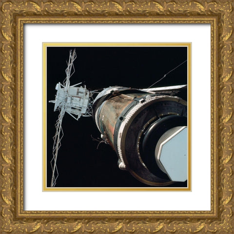 Skylab 1 Orbital Workshop, Viewed from Skylab 2 Command Module, 1973 Gold Ornate Wood Framed Art Print with Double Matting by NASA