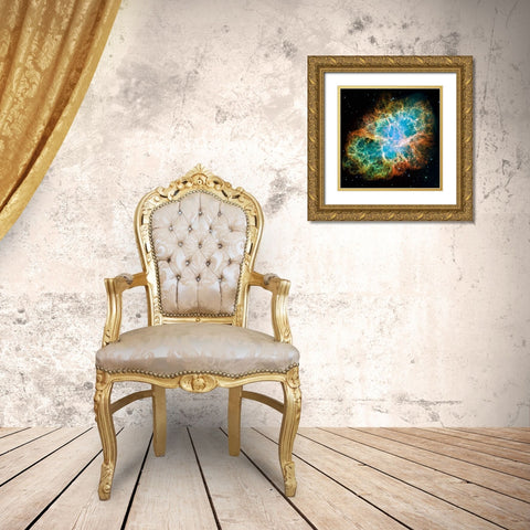 Crab Nebula Mosaic Gold Ornate Wood Framed Art Print with Double Matting by NASA