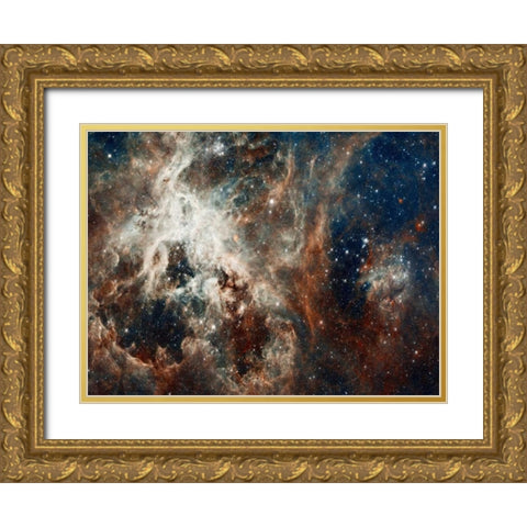 Tarantula Nebula - Compressed Version Gold Ornate Wood Framed Art Print with Double Matting by NASA