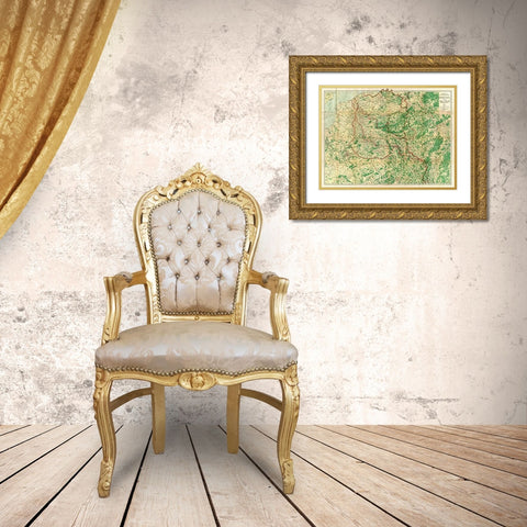 Hammonds Large Scale War Map of the Western Front, 1917 Gold Ornate Wood Framed Art Print with Double Matting by Hammond, C.S.