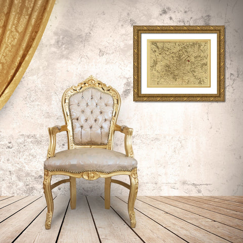 Paris, France, 1711 - Tea Stained Gold Ornate Wood Framed Art Print with Double Matting by De Lisle, Guillaume