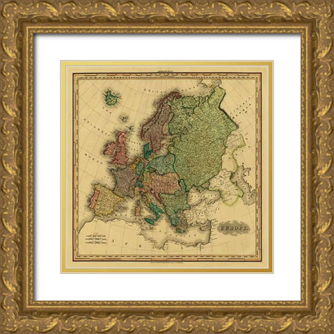 Europe, 1823 - Tea Stained Gold Ornate Wood Framed Art Print with Double Matting by Tanner, Henry