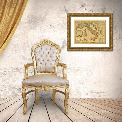 LItalie, 1780 - Tea Stained Gold Ornate Wood Framed Art Print with Double Matting by Janvier, Jean