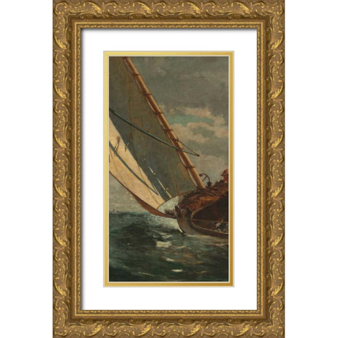 Breezing Up - left Gold Ornate Wood Framed Art Print with Double Matting by Homer, Winslow