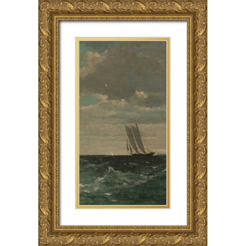 Breezing Up - right Gold Ornate Wood Framed Art Print with Double Matting by Homer, Winslow