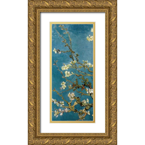 Blossoming Almond Tree - left Gold Ornate Wood Framed Art Print with Double Matting by Van Gogh, Vincent